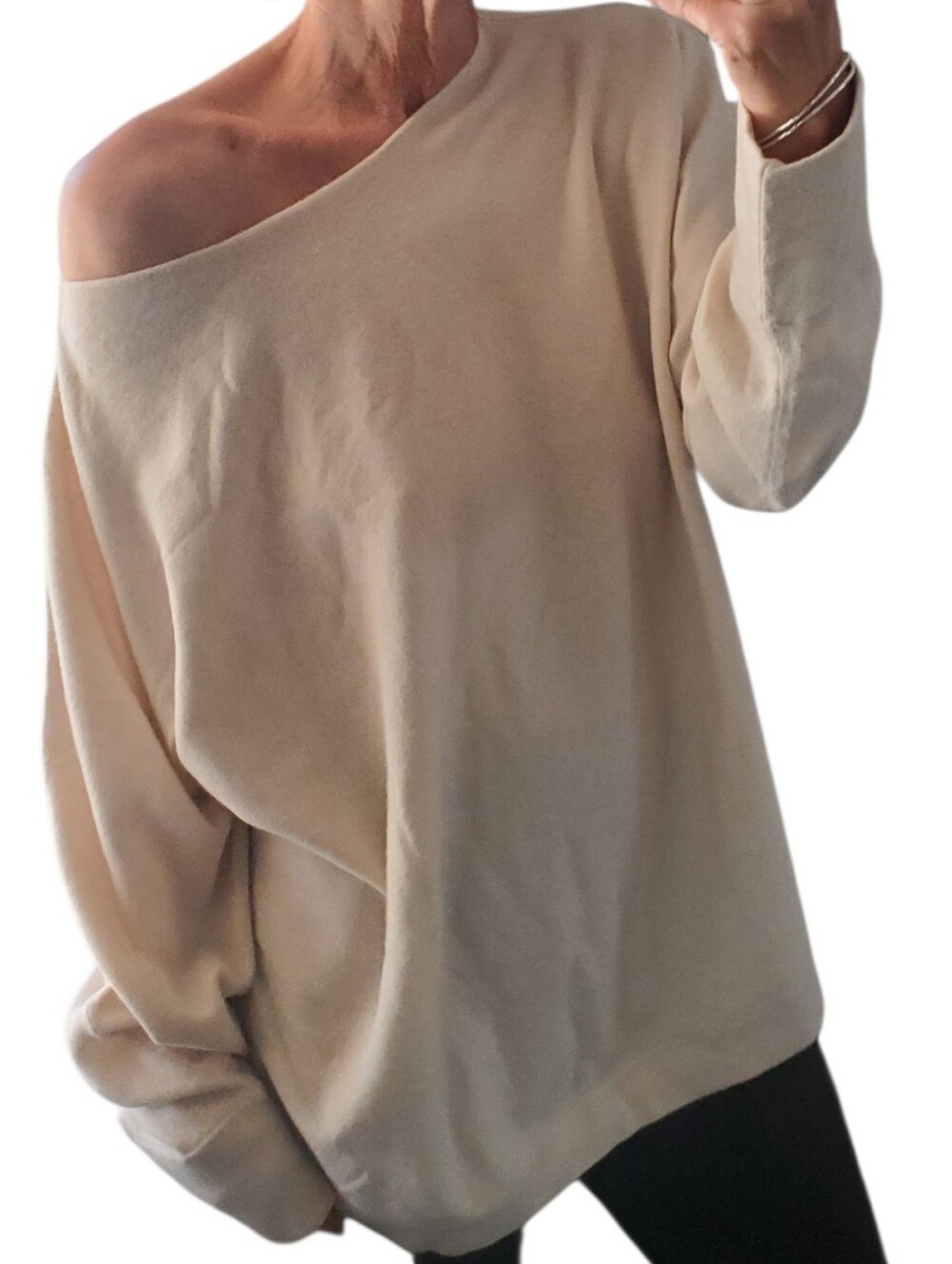 Cashmere Blend Slouchy Boatneck Oversized Sweater